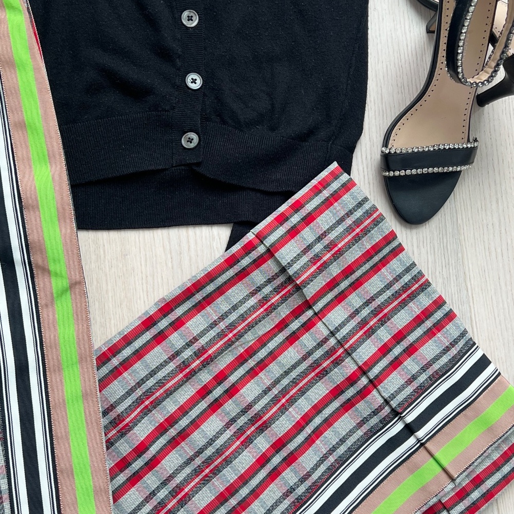 Diane von Furstenberg Checked Canvas Wide Leg Trousers